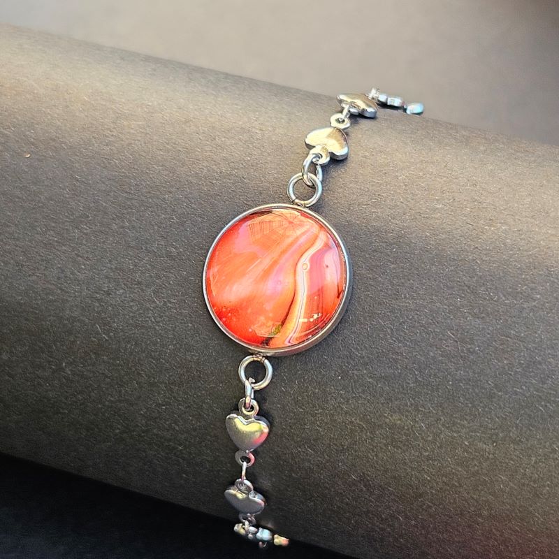 Stainless-steel Heart link bracelet