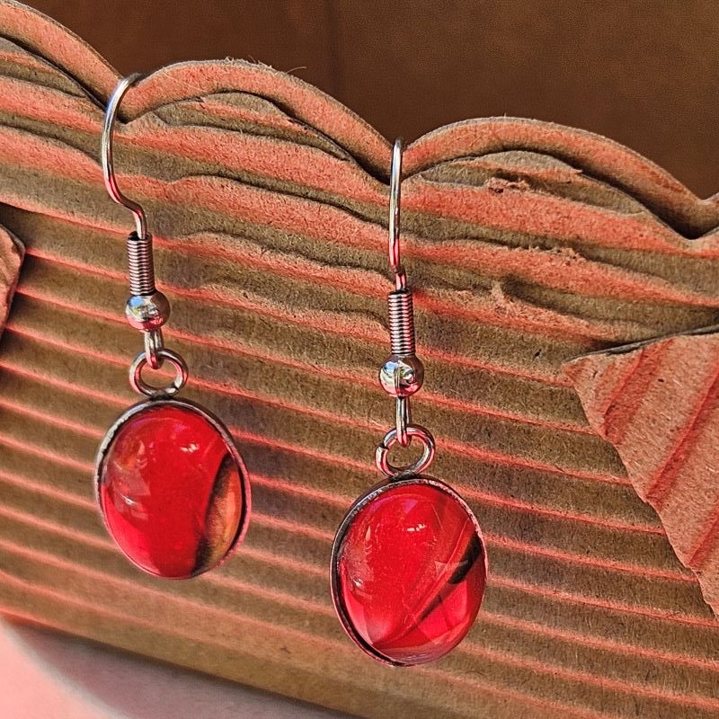 Stainless-steel earrings with single oval pendent